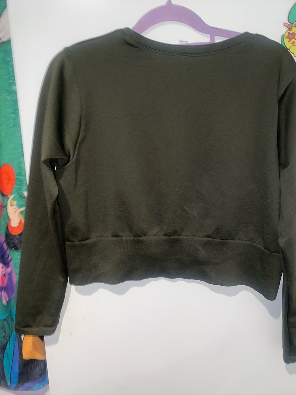 OFFLINE by Aerie Olive Green Long Sleeve Cropped Sweatshirt Pullover XXL - Picture 4 of 5